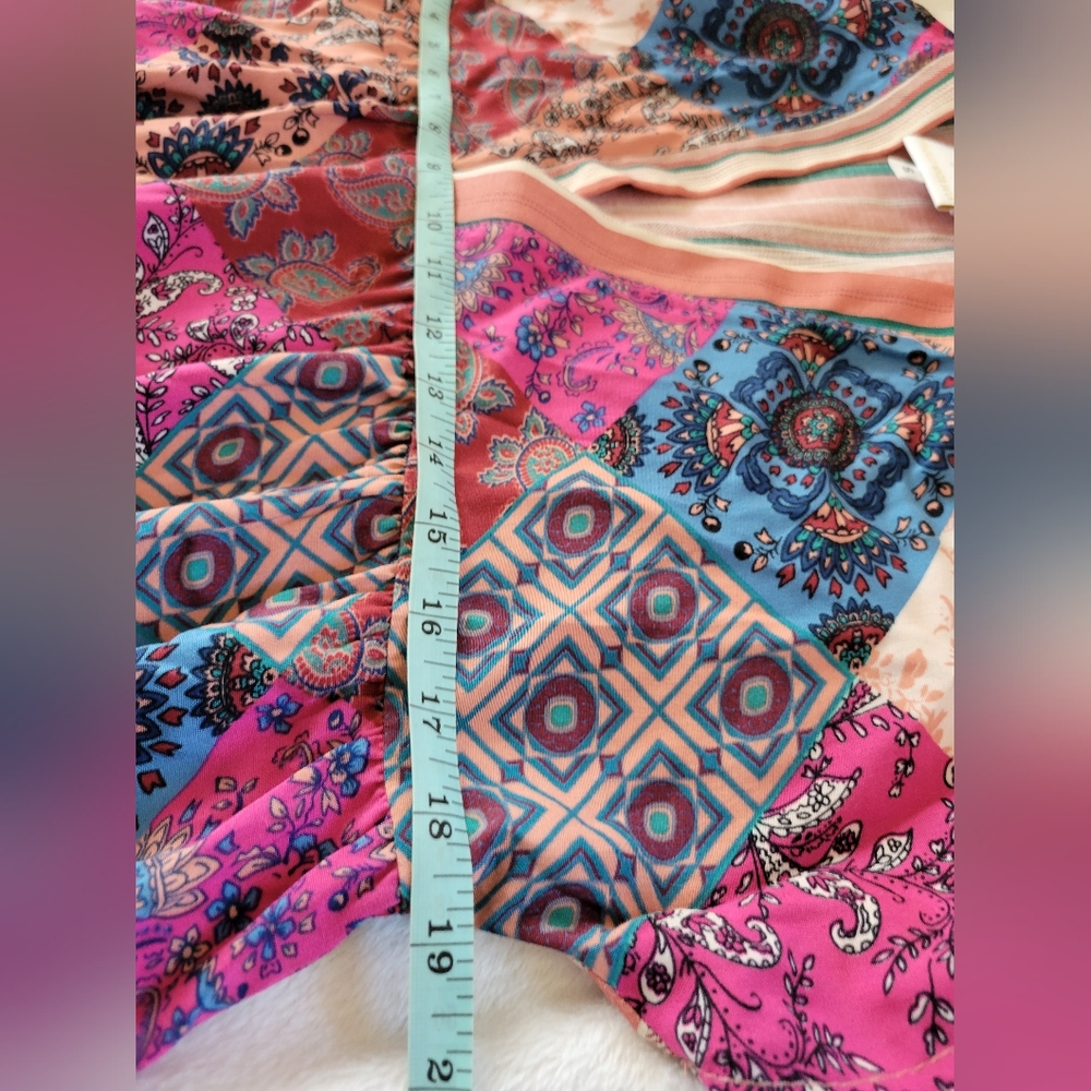 Haley Solar | NWOT Pretty Colorful Boho Chic Patchwork Midi Dress - Picture 11 of 14